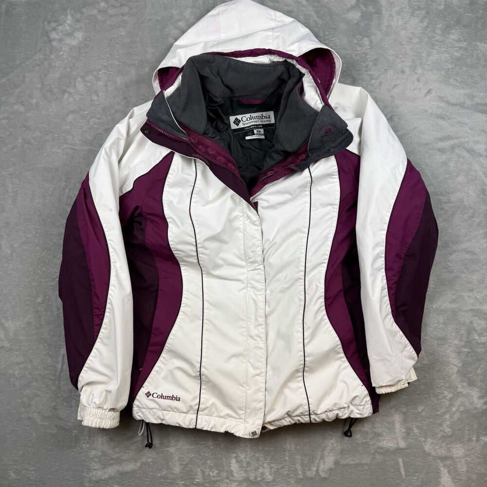 Columbia Women’s Interchange 3-in-1 Ski Jacket Medium White Purple Waterproof